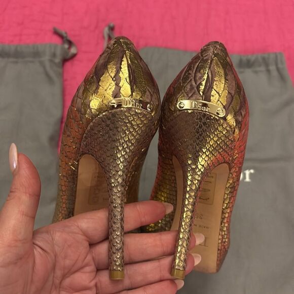 Dior Gold Peep-Toe Heels, US6,5 - Picture 7 of 13